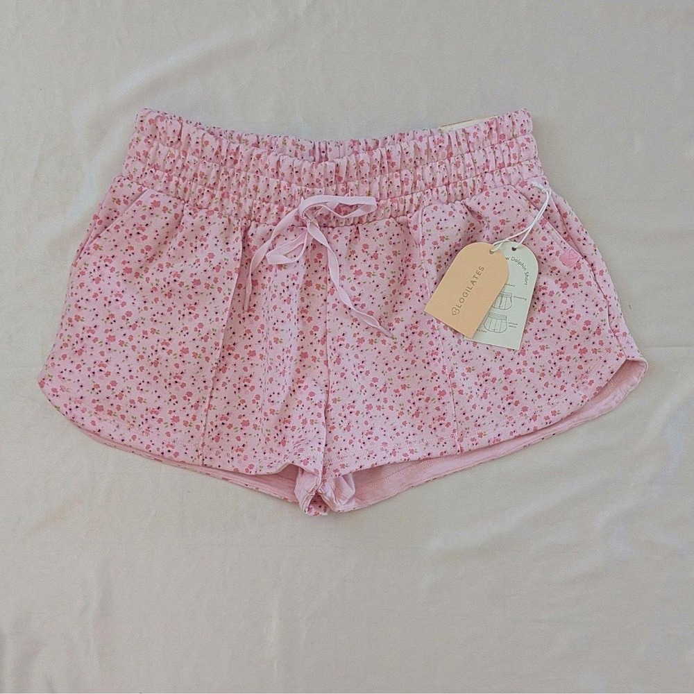 New Blogilates Women's Marshmallow Dolphin Shorts Pink Floral Print Small 4-6